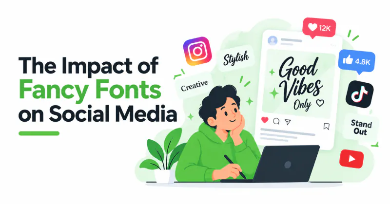 Illustration for the impact of fancy fonts on social media