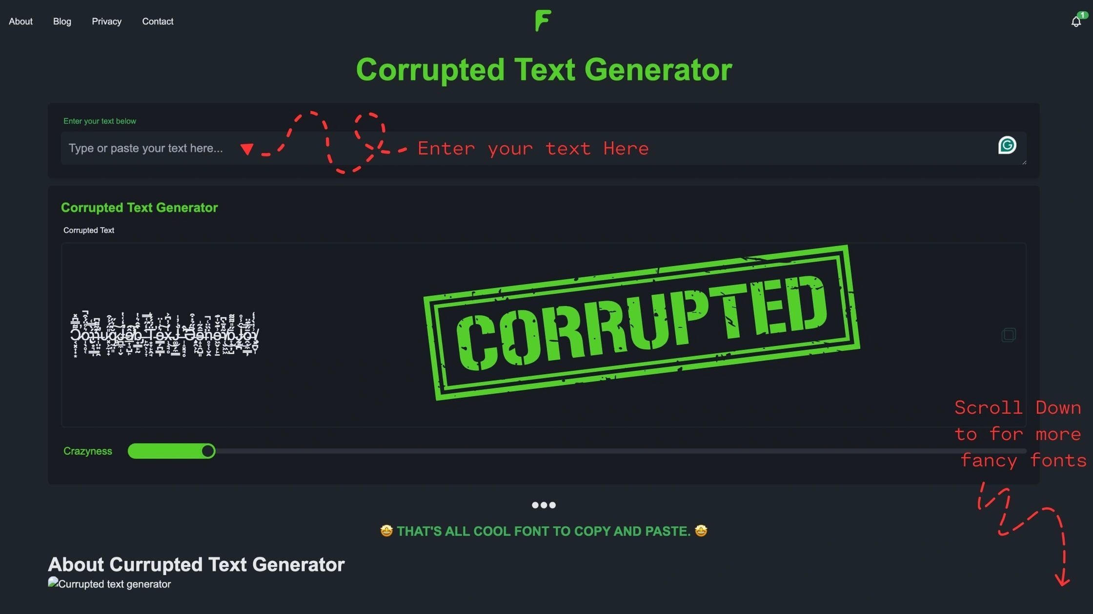 Corrupted text generator