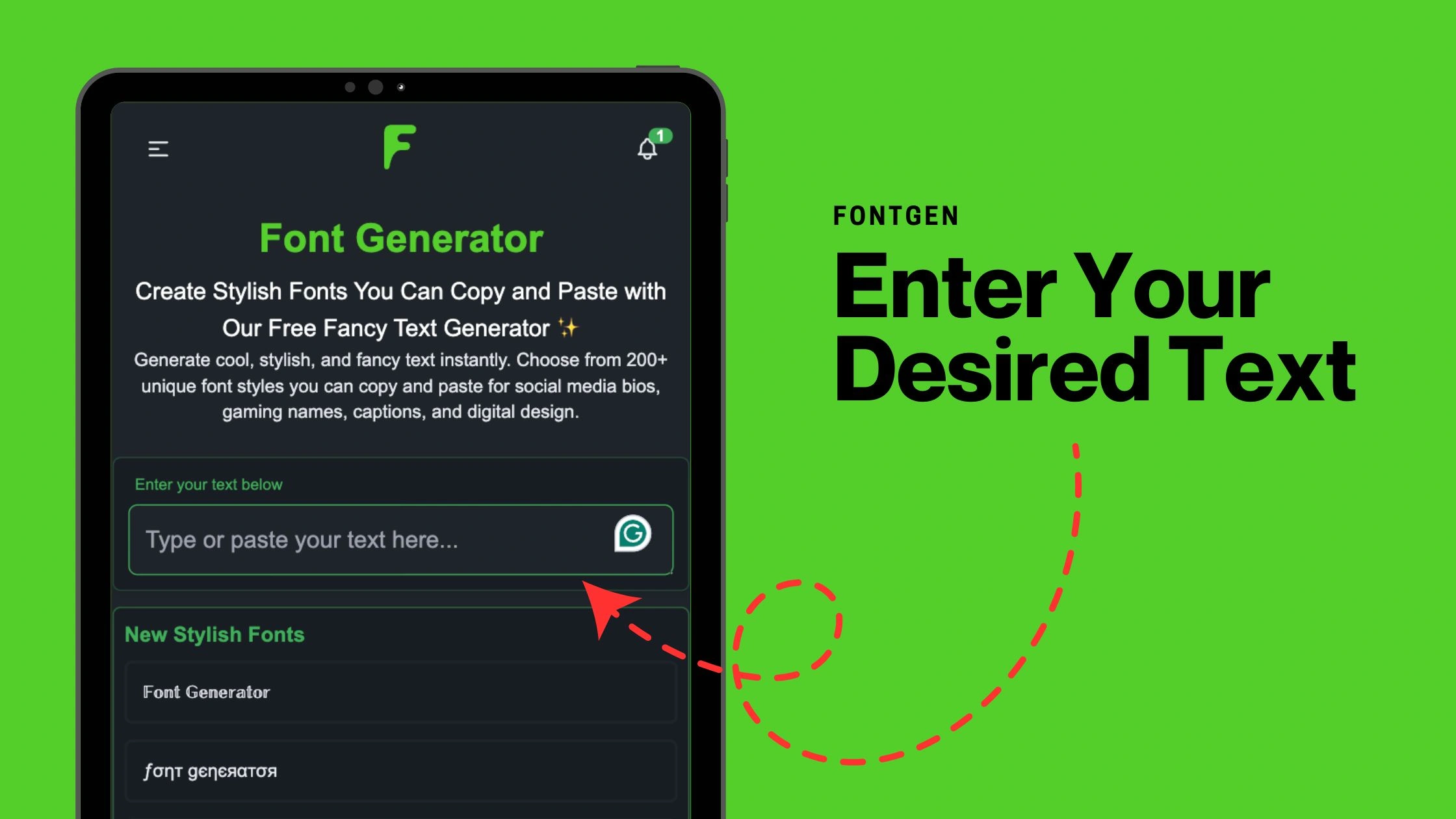 Font generator enter text