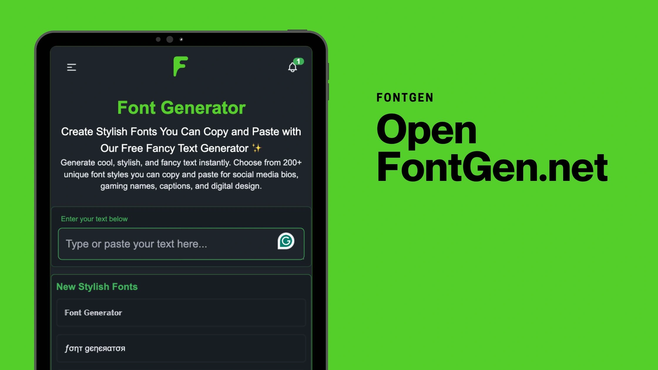 Font generator open